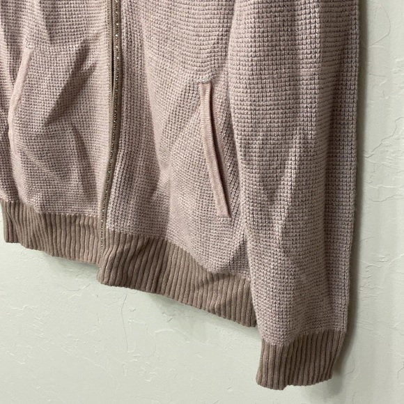 St.John pink sparkle waffle knit bomber jacket size P - Picture 9 of 16